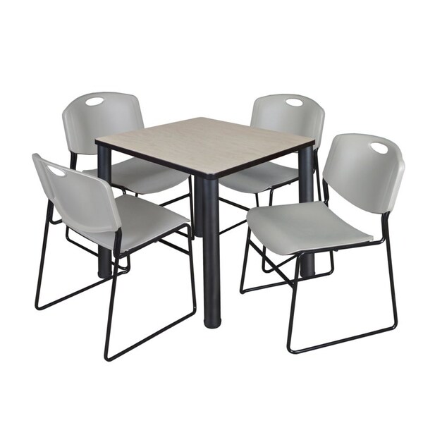 Kee Kee Square Table & Chair Set, Wood, Metal, Polypropylene Top TB3030PLBPBK44GY - main